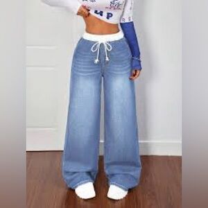 030 - NWOT - High Waisted Jeans With Drawstring Size 34